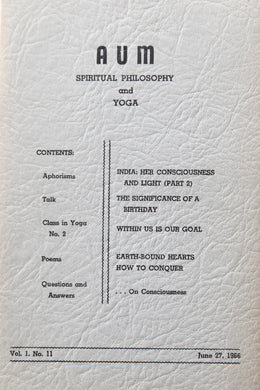 AUM | Spiritual Philosophy and Yoga Vol. 1 No.11